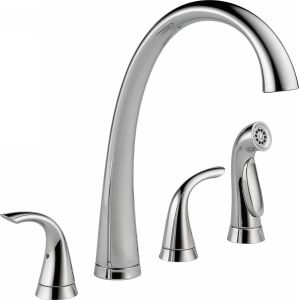 Delta Faucet 2480 DST Pilar Two Handle Widespread Kitchen Faucet with Spray