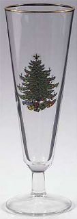Cuthbertson Christmas Tree (Narrow Green Band,Cream) Glassware Pilsner, Fine Chi