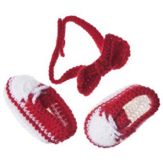 Sodorable Infant Girls Bow Headband and Bootie Set   Red/White