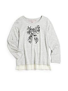 Design History Toddlers & Little Girls Ruffled Sequin Bow Tunic   Heather Grey