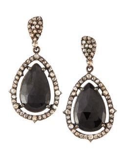 Champagne Diamonds & Black Spinel Drop Earrings