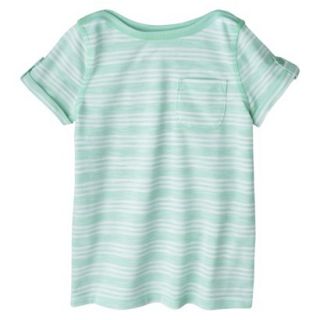 Cherokee Infant Toddler Girls Short Sleeve Striped Tee   Nettle Green 5T
