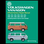 Volkswagen Vanagon Official Factory Repair Manual : Including Diesel, Syncro, and Camper: 1980, 1981, 1982, 1983, 1984, 1985, 1986, 1987, 1988, 1989, 1990 1991: 1980, 1981, 1982, 1983, 1984, 1985, 198