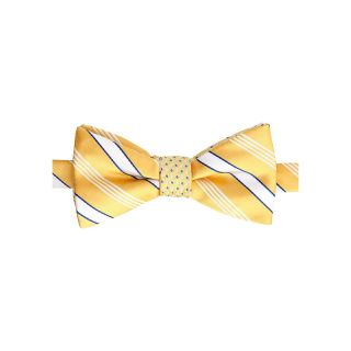 Stafford Scout Stripe Pre Tied Contrast Knot Bow Tie, Yellow, Mens