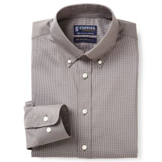 Stafford Signature Non Iron 100% Cotton Dress Shirt, Gray, Mens