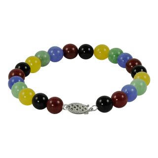 Multicolor Jade Bead Bracelet, Womens