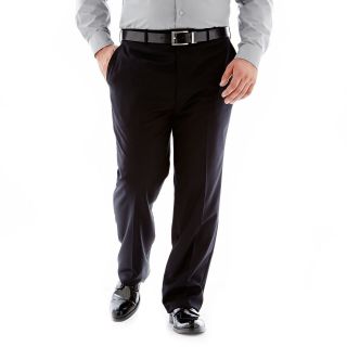 Stafford Super 100 Wool Flat Front Suit Pants   Big and Tall, Black, Mens