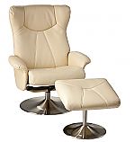 Recliner and Ottoman   French Vanilla Bonded Leather