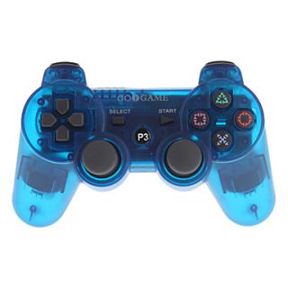 Game Wireless Bluetooth Controller for PS3 PC (Transparent Blue)