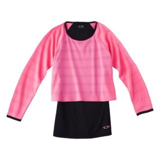 C9 by Champion Girls Long Sleeve 2 Fer Top   Flamingo XS