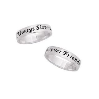 Sterling Silver Personalized Always Sisters Forever Friends Sentiment Ring   7