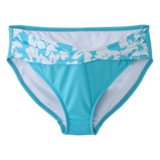 Womens Maternity Twist Front Hipster Swim Bottom   Turquoise/White XL