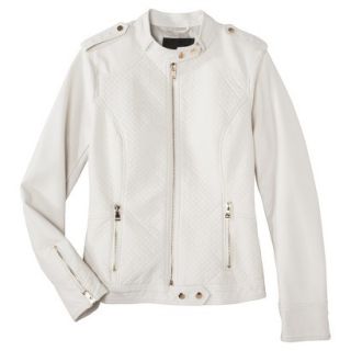 Mossimo Womens Faux Leather Jacket  White M