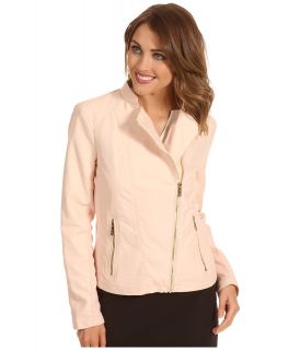 Calvin Klein Faux Leather Moto Jacket Womens Coat (Pink)