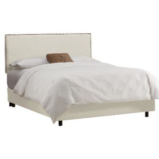 Skyline King Bed: Skyline Furniture Arcadia Nailbutton Border Linen Bed   Talc