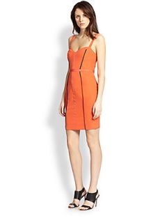 Rebecca Minkoff Joy Piping Trimmed Fitted Dress   Fire