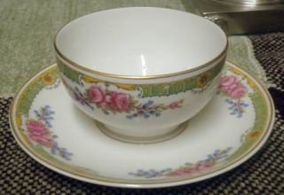 Chas Field Haviland Schleiger 1355 Flat Cup & Saucer Set, Fine China Dinnerware