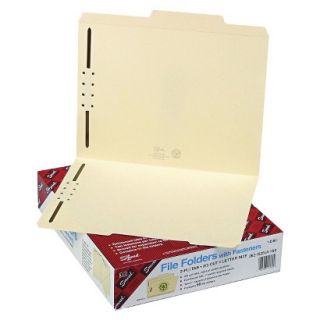 Smead Manila Folders with Two Fasteners, 2/5 Cut Right Center, Top Tab, Letter  
