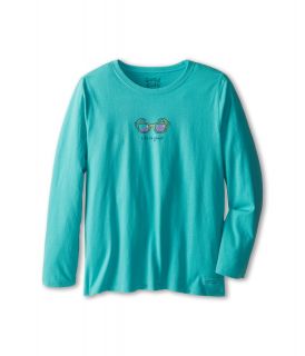 Life is good Kids Crusher L/S Watercolor SunGlasses Tee Girls Long Sleeve Pullover (Blue)