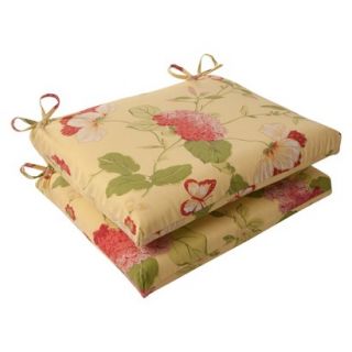 Outdoor 2 Piece Square Seat Cushion Set   Yellow/Red Floral