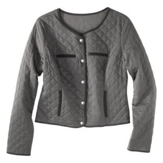 Merona Petites Long Sleeve Quilted Blazer   Gray/Black XSP