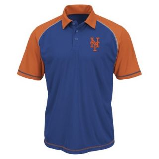 MLB Mens New York Mets Synthetic Polo T Shirt   Blue/Orange (M)