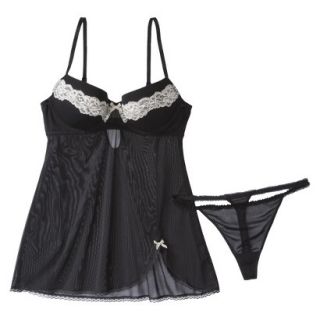 Gilligan & OMalley Womens Molded Cup Babydoll Set   Black L