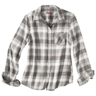 Merona Petites Long Sleeve Flannel Shirt   Gray XSP