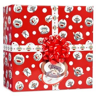 Sock Monkey Red Gift Wrap