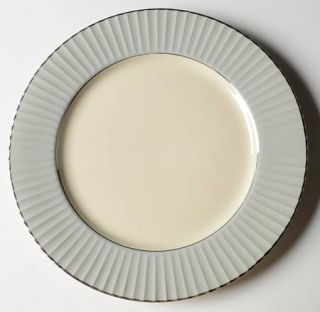 Flintridge Brookmere Flutes Gray Dinner Plate, Fine China Dinnerware   Gray Bnd,