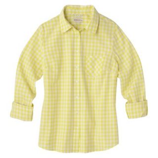 Merona Womens Favorite Button Down Shirt   Lawn   Lime Check   L