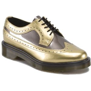 Dr Martens Womens 3989 Brogue Shoe Gold Pewter Spectra Shoes, Size 9 M   R14147971