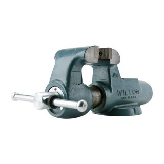 Wilton Serrated Machinist Bench Vise   4 1/2 Inch Jaw Width, Stationary Base,