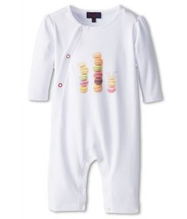 Paul Smith Junior Longsleeve Footy With Bottons And Macaron Print Girls Clothing (White)