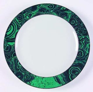 Gabbay Malachite (No Trim) Dinner Plate, Fine China Dinnerware   Green Marble Ri