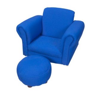 Kids Glider and Ottoman Set: Childrens Blue Upholstered Rocking Chair and