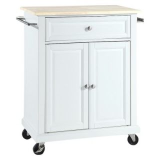 Kitchen Cart: Crosley Wood Top Portable Kitchen Cart   White