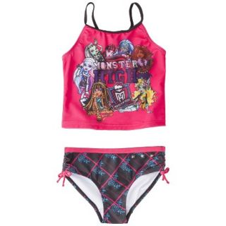 Monster Chic Girls 2 Piece Tankini Swimsuit Set   Raspberry 14 16