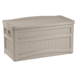 Suncast Deck Box with Seat and Wheels Taupe   73 Gallon