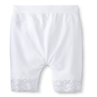 Xhilaration Girls Seamless Lace Bottom Bike Short Legging   White S/M