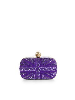 Alexander McQueen Crystal Britania Box Clutch   Purple