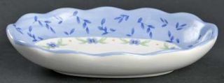 Pfaltzgraff Summer Breeze Soap Dish, Fine China Dinnerware   Blue Flowers, Yello