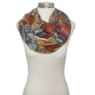 Multi Print Infinity Scarf   Orange