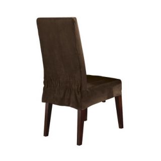 Sure Fit Soft Suede Short Dining Room Chair Slipcover  Chocolate