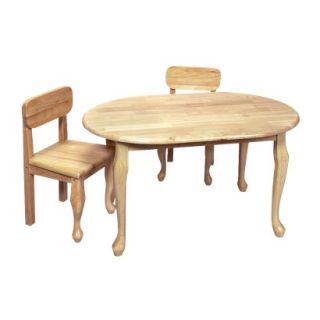 Kids Table and Chair Set: Queen Anne Oval Table and 2 Chairs   Natural