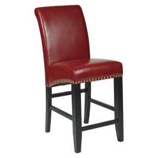 Dining Chair: Office Star 24 Parsons Pub Chair with Nailheads   Crimson Red
