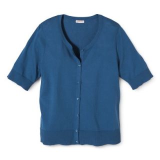 Merona Womens Plus Size Short Sleeve Cardigan Sweater   Blue 3X