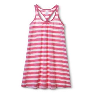 Girls Striped Cover Up Dress   White/Pink L