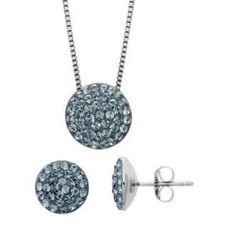 Womens Sterling Silver Pave Necklace And Earrings Set   Silver/Aqua
