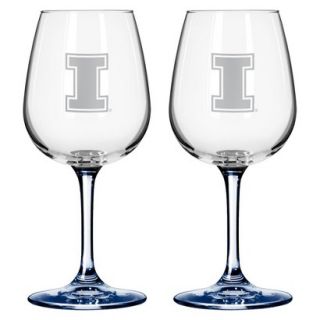 Boelter Brands NCAA 2 Pack Illinois Fighting Illini Satin Etch Wine Glass   12